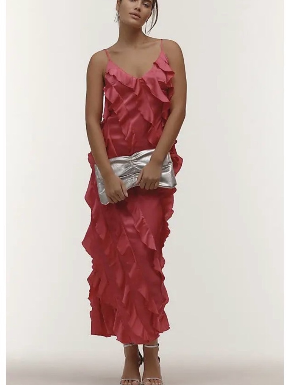 Anthropologie Bias-Cut Ruffled Midi Dress